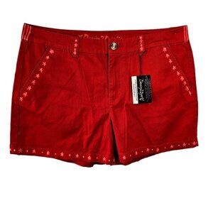 Maison Jules New Red Cotton Shorts Womens 10 Upscaled White Stars High Waist